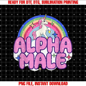 Ironic Alpha Male Unicorn Rainbow for Men Women T-shirt, Sublimation Design, Digital Download