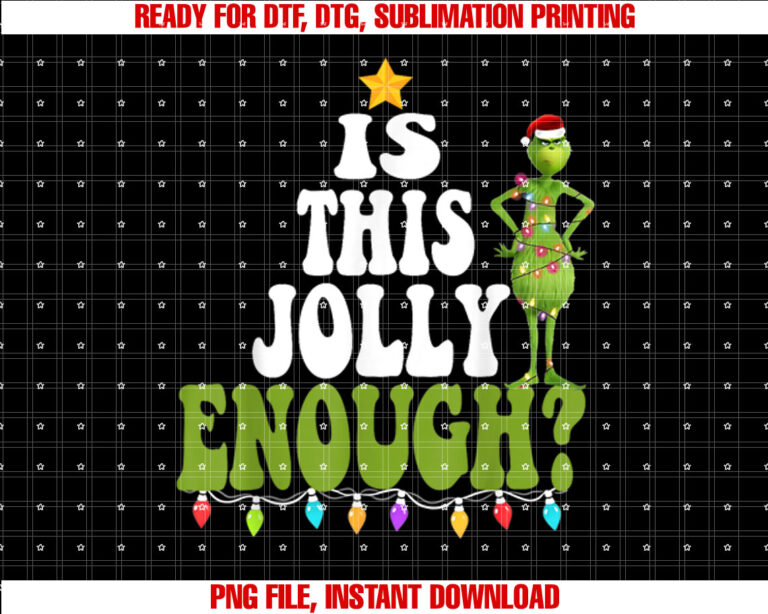 Is This Jolly Enough Green Merry Christmas Tree Lights Funny T-shirt