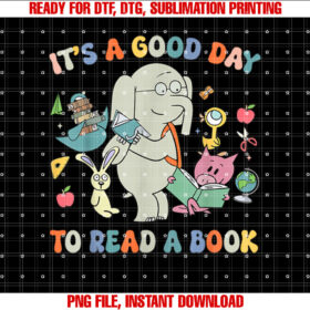 Its a Good Day to Read Lover Cute Pig and Elephant T-shirt, Sublimation Design, Digital Download