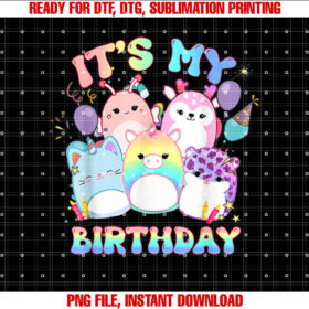 Its My Birthday Girl Squish Squad Mallow Girls Kids T-shirt, Sublimation Design, Digital Download