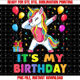 Its My Birthday for Girls Unicorn Dabbing Party Gift T-shirt, Sublimation Design, Digital Download