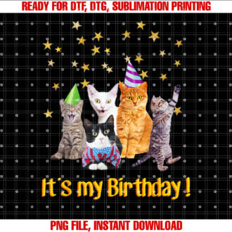 Its My Birthday Cute Cats Meow T-shirt, Sublimation Design, Digital Download