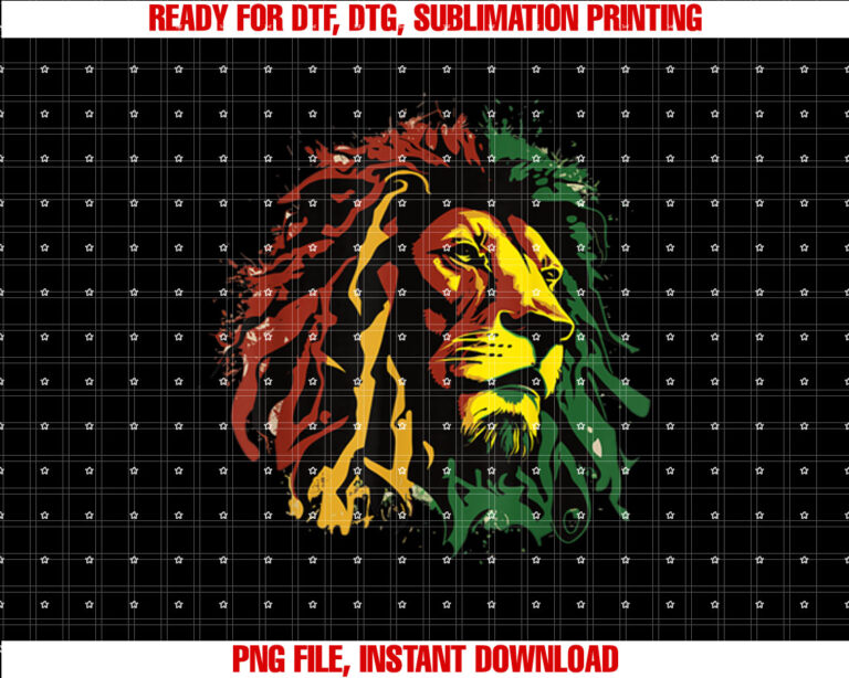 Jamaican Lion Jamaican Rasta Flag Lion of Judah Reggae Music T-shirt, Sublimation Design, Digital Download