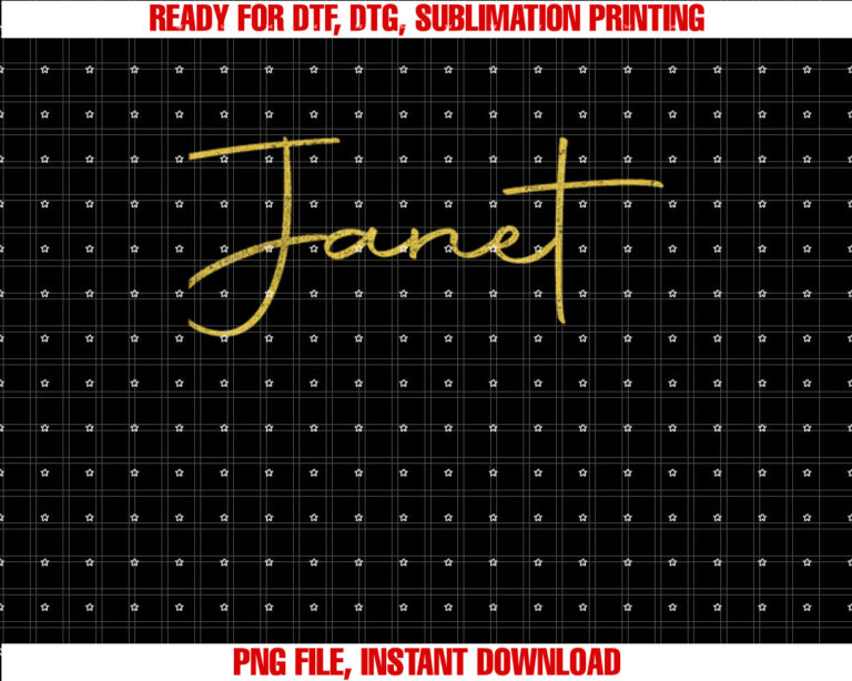 Janet Vintage Retro T-shirt, Sublimation Design, Digital Download
