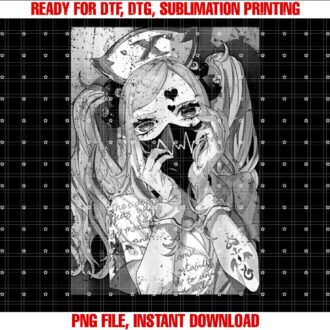 Japanese Anime Horror Sad Girl Soft Grunge Aethestic Waifu T-shirt, Sublimation Design, Digital Download