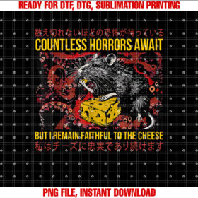 Japanese Horror Rat Retro Countless Horrors Await T-shirt, Sublimation Design, Digital Download