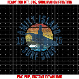 Jaws Amity Island Surf Shop 1975 Retro T-shirt, Sublimation Design, Digital Download