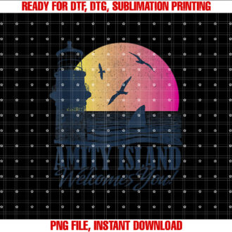 Jaws Amity Island Welcomes You Lighthouse Sunset T-shirt, Sublimation Design, Digital Download