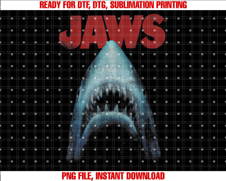 Jaws Classic Movie Closeup T-shirt, Sublimation Design, Digital Download