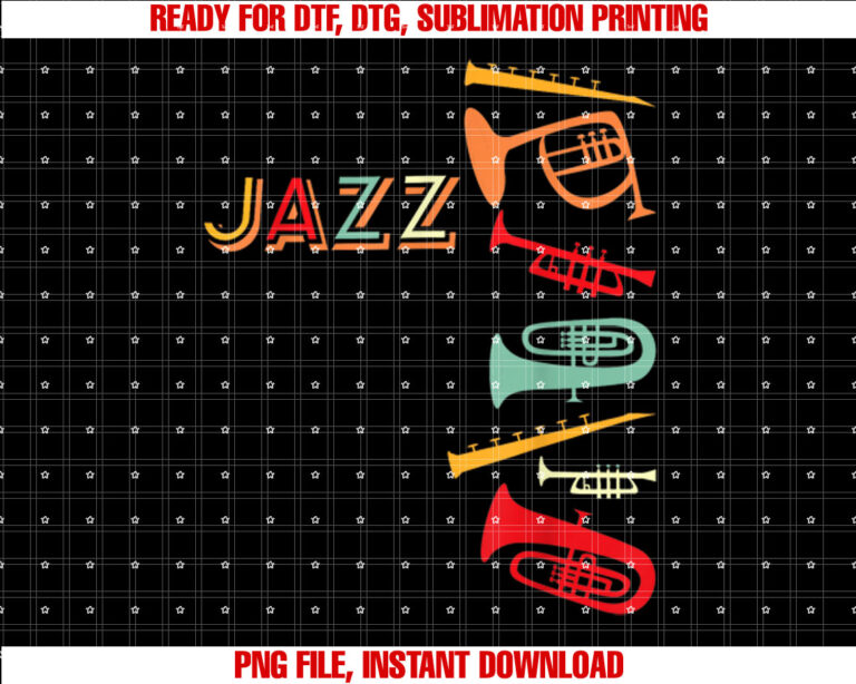 Jazz Music Design Jazz T-shirt, Sublimation Design, Digital Download
