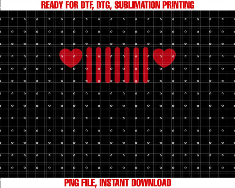 Jeep 7slot Heart Grille T-shirt, Sublimation Design, Digital Download