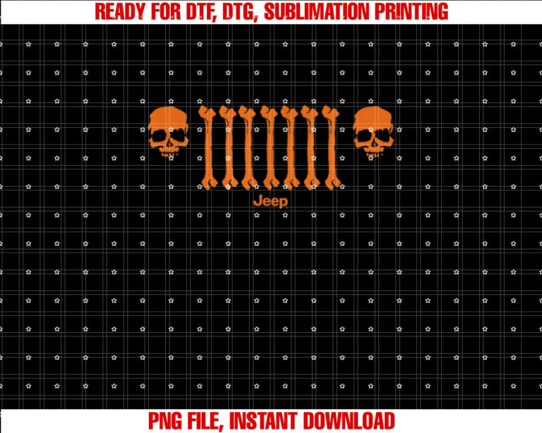 Jeep Bone Grille Orange T-shirt, Sublimation Design, Digital Download