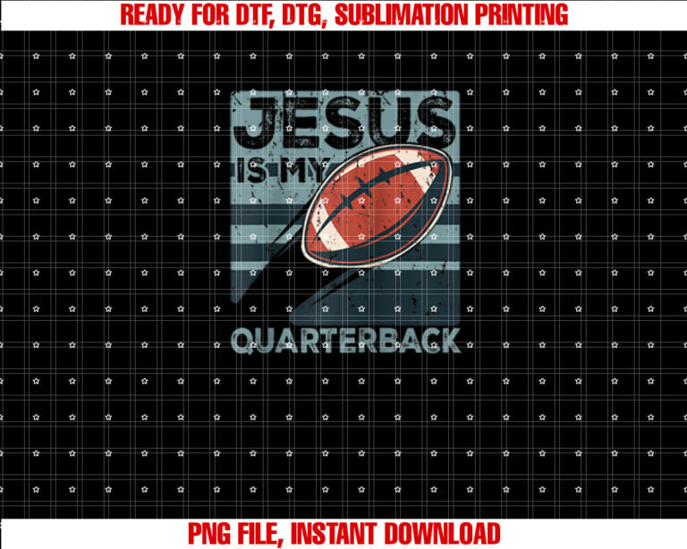 Jesus is My Quarterback Christian Football Ball Sport Player Raglan Baseball T-shirt, Sublimation Design, Digital Download