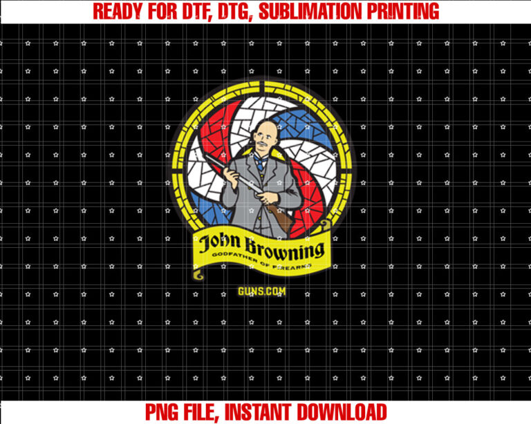 John Browning Stained Glass T-shirt, Sublimation Design, Digital Download