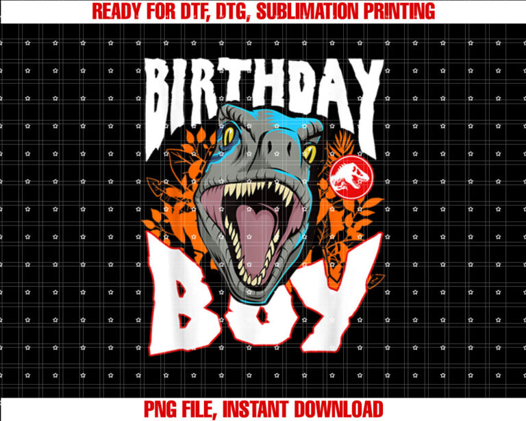 Jurassic World Birthday Boy Roaring Velociraptor White Shirt design, Digital Download