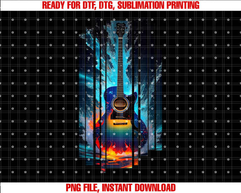 Just Shred Mens Guitar Music Ocean Graphic T-shirt, Sublimation Design, Digital Download