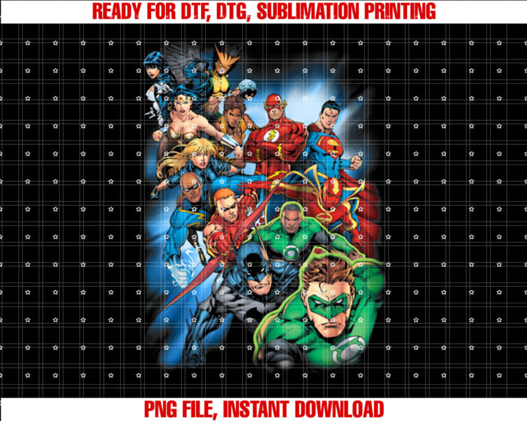 Justice League Mighty Heroes Unite T-shirt, Sublimation Design, Digital Download