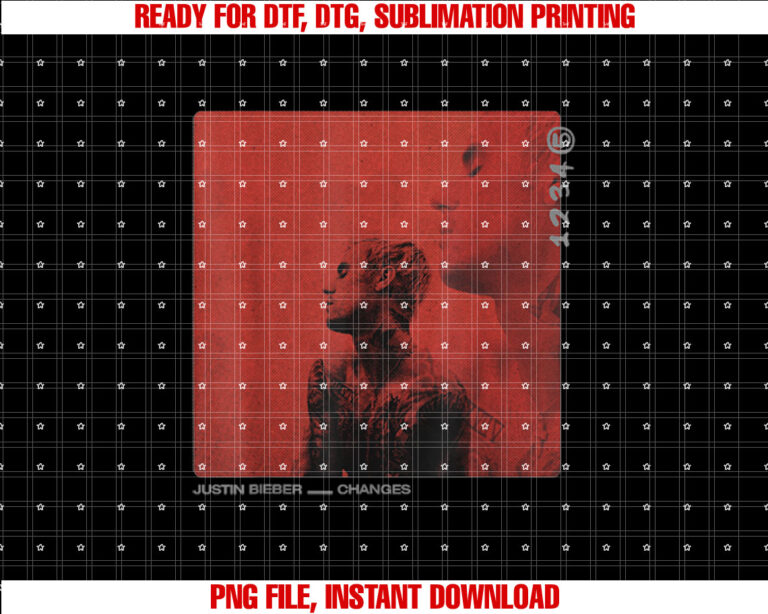 Justin Bieber Red T-shirt, Sublimation Design, Digital Download