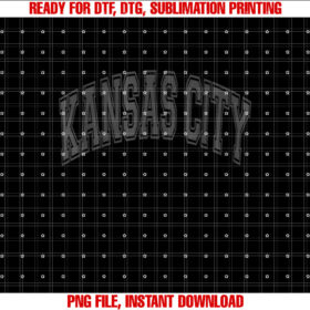 Kansas City Arched Text Black with Black Print Shirt design, Digital Download