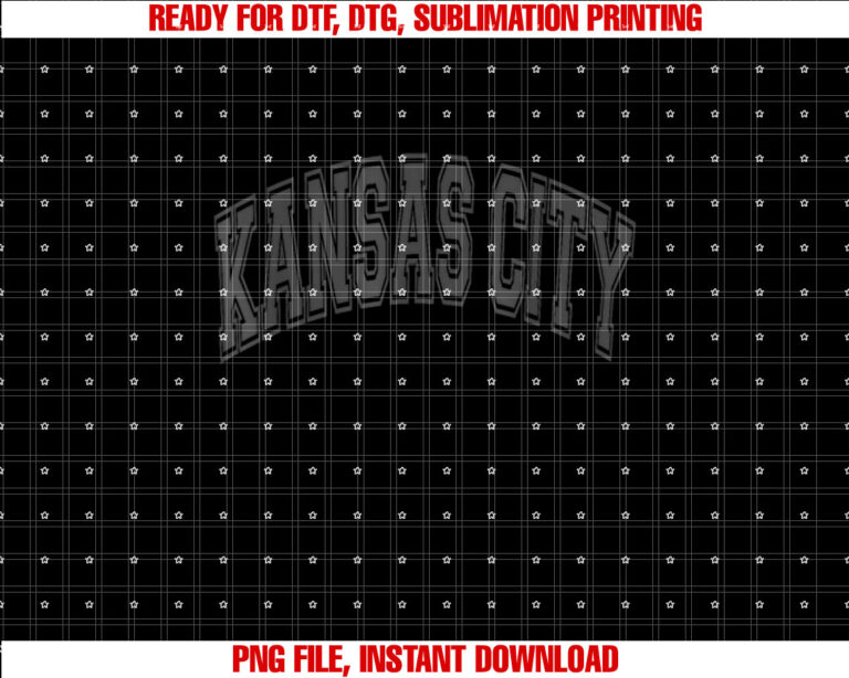 Kansas City Arched Text Black with Black Print Shirt design, Digital Download