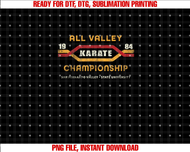 Karate All Valley 1984 Mens Womens Kid Funny Graphic Novelty T-shirt, Sublimation Design, Digital Download