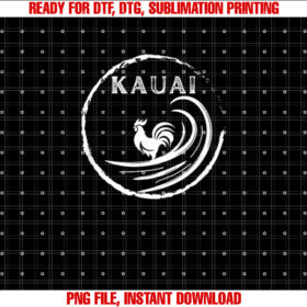 Kauai Hawaii Chicken Rooster Surf Wave Coffee Garden Island T-shirt, Sublimation Design, Digital Download