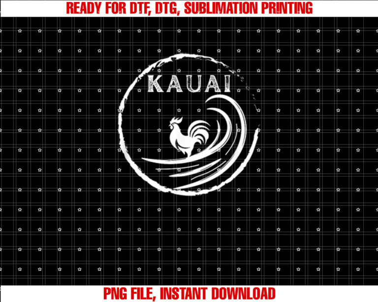 Kauai Hawaii Chicken Rooster Surf Wave Coffee Garden Island T-shirt, Sublimation Design, Digital Download