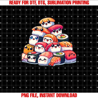 Kawaii Anime Sushi Kids Boys Girls T-shirt, Sublimation Design, Digital Download