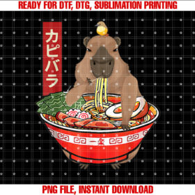 Kawaii Capybara Eating Ramen Noodles Anime Japanese Shirt design, Digital Download