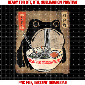 Kawaii Frog Eating Ramen Japanese Food Anime Boys Girls Teen T-shirt, Sublimation Design, Digital Download