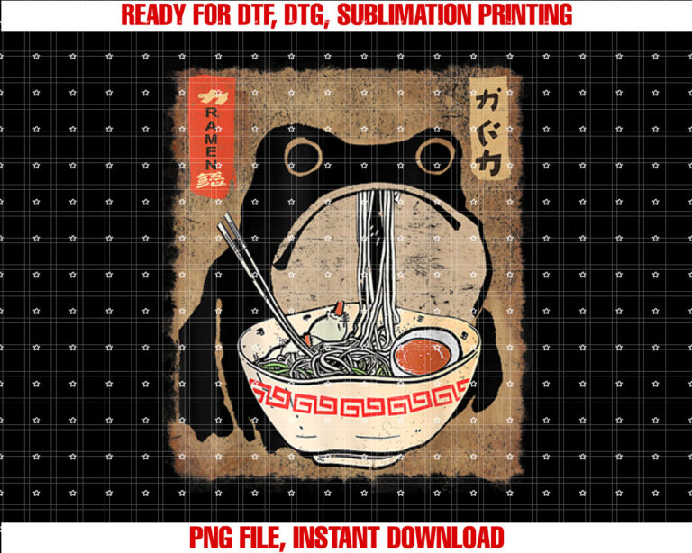 Kawaii Frog Eating Ramen Japanese Food Anime Boys Girls Teen T-shirt