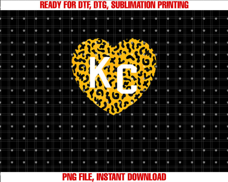 Kc Cheetah Animal Print Heart Kc Kansas City Cheetah Heart T-shirt, Sublimation Design, Digital Download