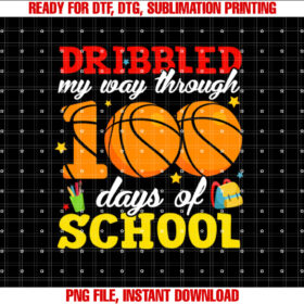 Kids 100th Day of School Boys Basketball 100 Days of School T-shirt, Sublimation Design, Digital Download