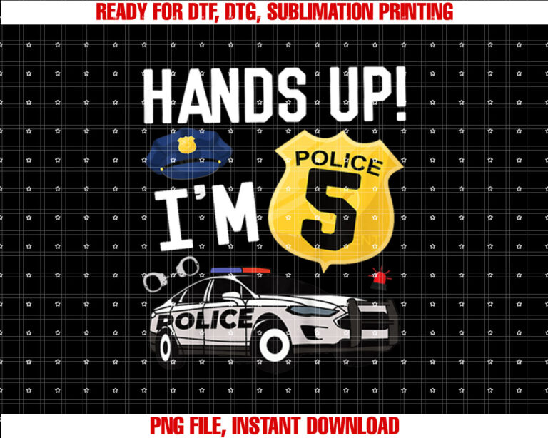 Kids 5th Birthday Policeman Boy Five Year Old Police Officer Shirt design, Digital Download