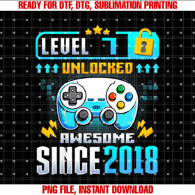 Kids 7 Year Old Gifts 2018 Level 7 Unlocked 7th Birthday Boys Shirt design, Digital Download
