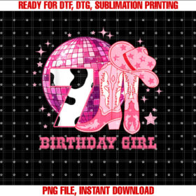 Kids 7th Birthday Girl Party Rodeo Western Cowgirl Birthday Shirt design, Digital Download