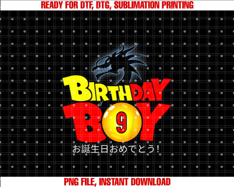 Kids 9 Year Old 9th Dragon Anime Style Birthday Gift for Boys T-shirt