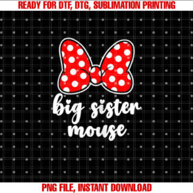 Kids Big Sister Mouse Bow Family Vacation Youth Toddler Shirt design, Digital Download