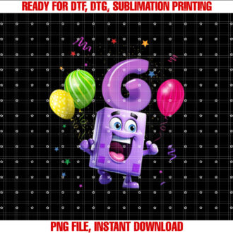 Kids Block With a Number 6 Kids Birthday Six Purple Color T-shirt