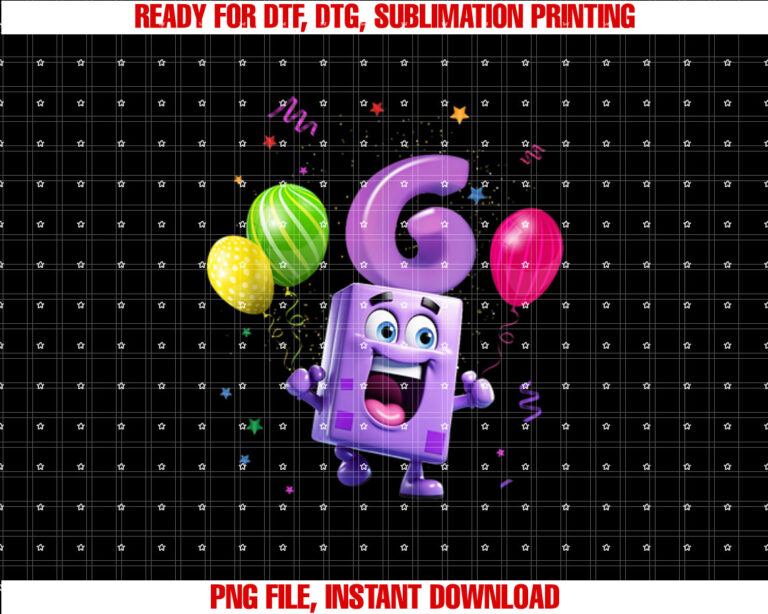 Kids Block With a Number 6 Kids Birthday Six Purple Color T-shirt