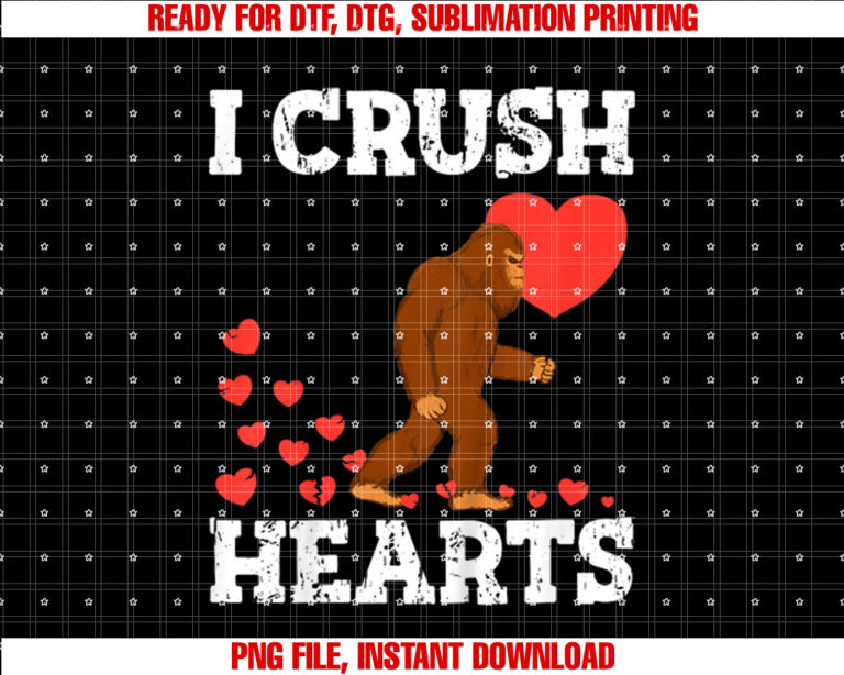 Kids Boys Valentines Day Bigfoot Sasquatch Heart Toddler Girl T-shirt, Sublimation Design, Digital Download
