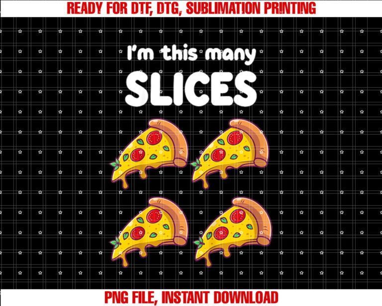 Kids Cute Pizza 4th Birthday Im This Many Slices 4YearOld Shirt design, Digital Download