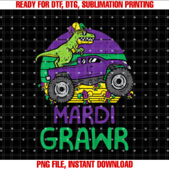 Kids Dino Monster Truck Mardi Grawr Mardi Gras Toddler Boys Kids T-shirt, Sublimation Design, Digital Download