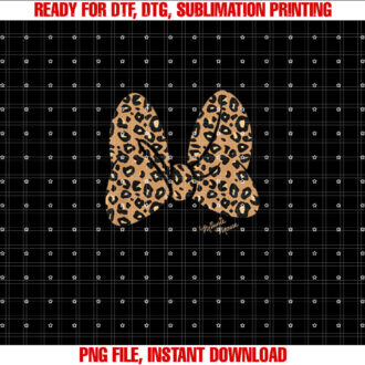Kids Disney Mickey and Friends Leopard Print Hair Bow T-shirt, Sublimation Design, Digital Download