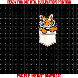 Kids Funny Animal Tiger Pocket Boys Girls Toddler Cute Zoo T-shirt, Sublimation Design, Digital Download