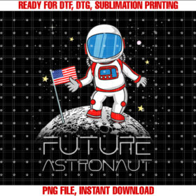 Kids Future Astronaut Man on the Moon Astronomy Gift T-shirt, Sublimation Design, Digital Download