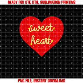 Kids Girls Valentine Sweetheart Red and Yellow Heart T-shirt, Sublimation Design, Digital Download