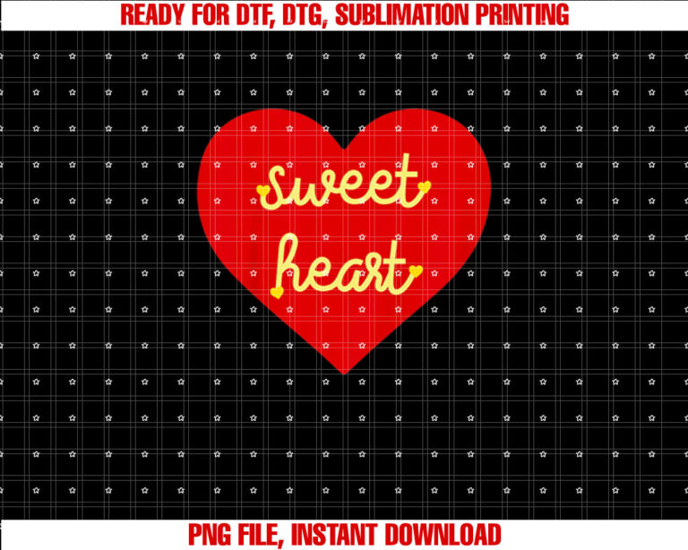 Kids Girls Valentine Sweetheart Red and Yellow Heart T-shirt, Sublimation Design, Digital Download