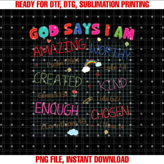 Kids God Says I Am Crayon Drawing Funny Bible Christian Girls T-shirt, Sublimation Design, Digital Download