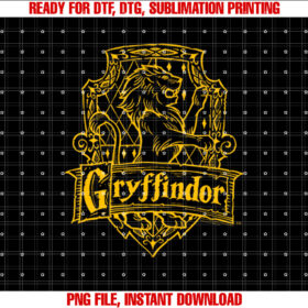 Kids Harry Potter Gryffindor Line Art Crest  T-shirt, Sublimation Design, Digital Download